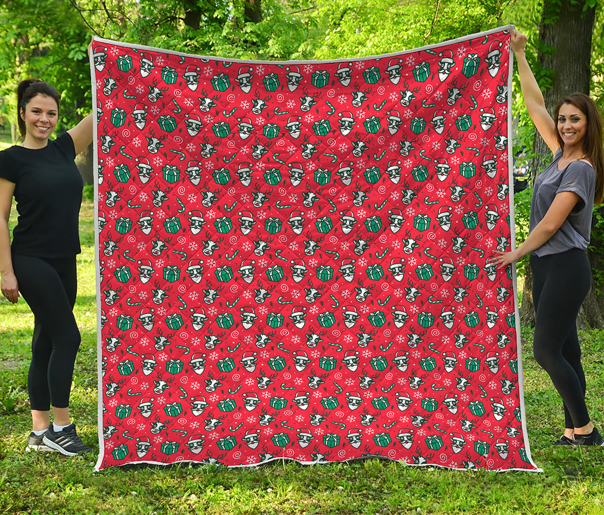 Christmas Cow Pattern Print Quilt