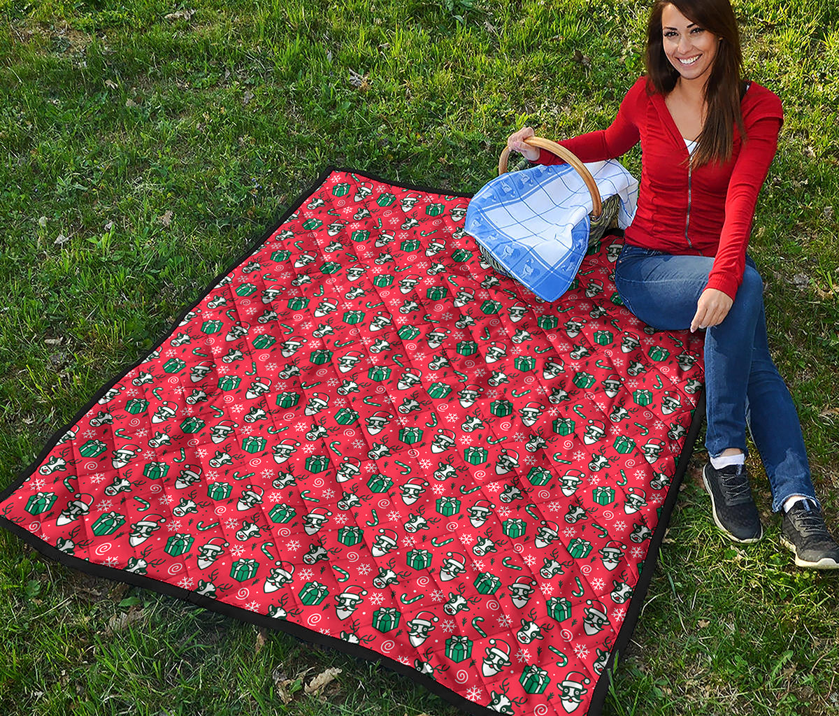 Christmas Cow Pattern Print Quilt