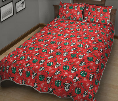 Christmas Cow Pattern Print Quilt Bed Set