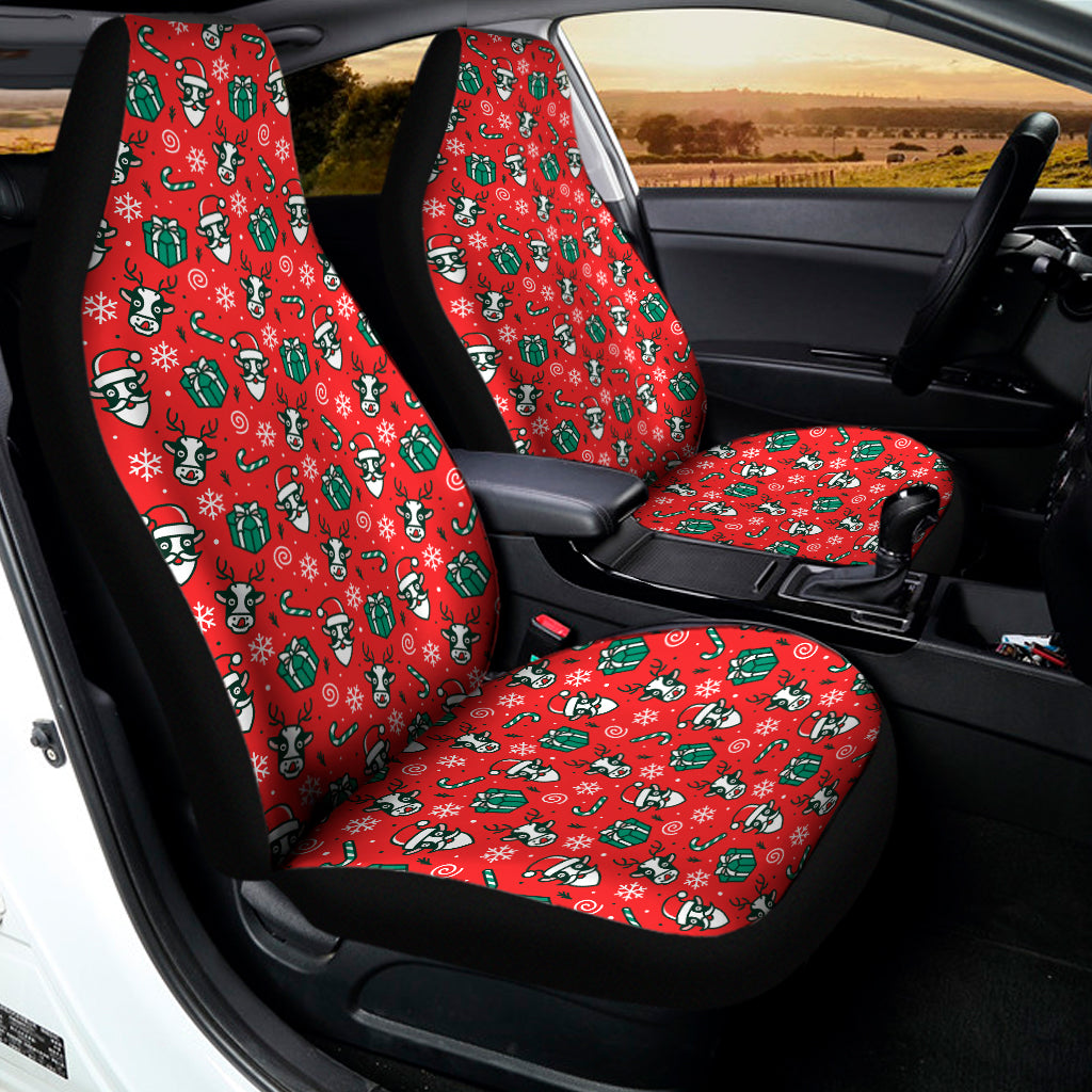 Christmas Cow Pattern Print Universal Fit Car Seat Covers