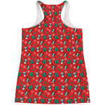 Christmas Cow Pattern Print Women's Racerback Tank Top