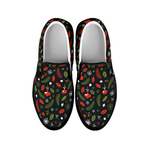 Christmas Decorations Pattern Print Black Slip On Shoes