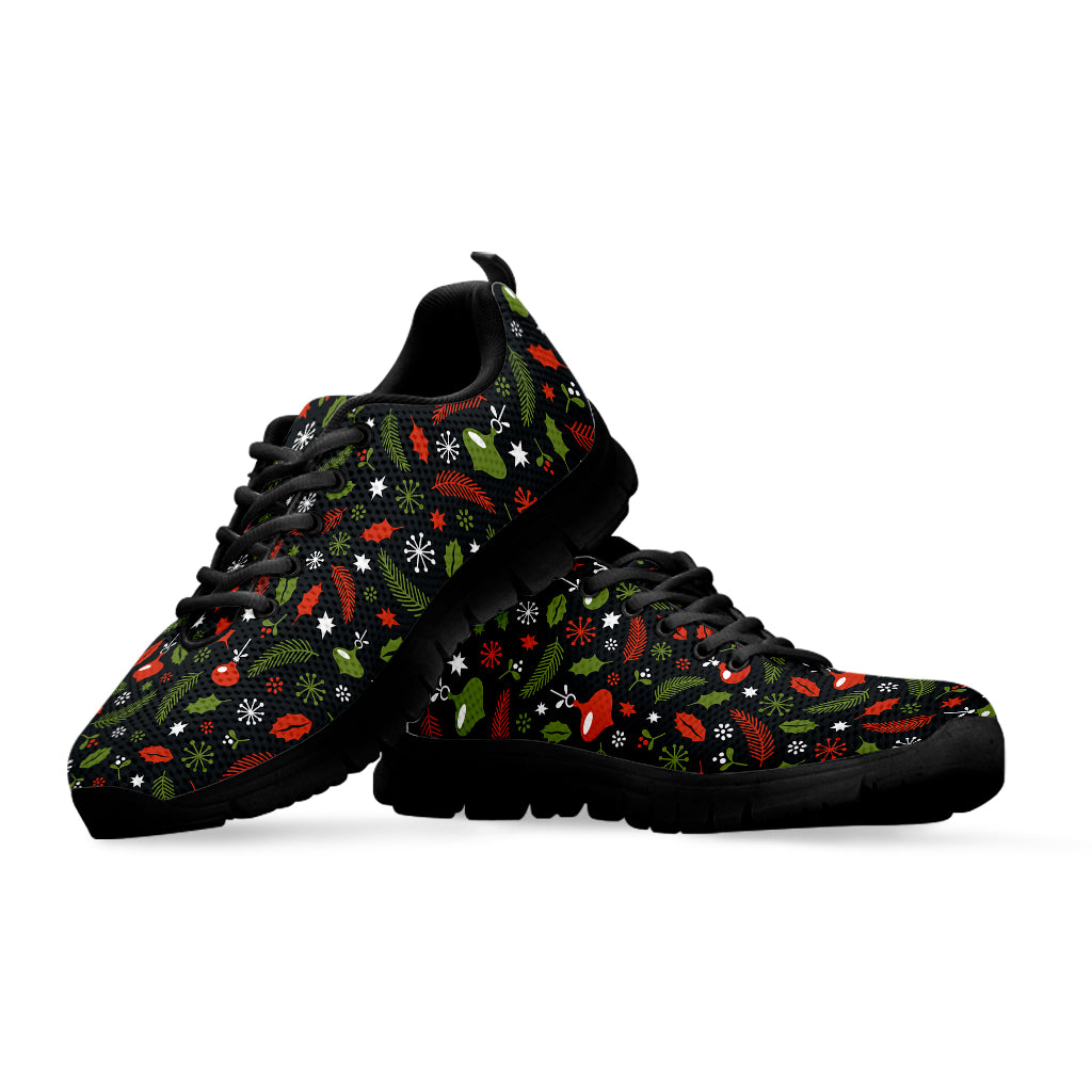 Christmas Decorations Pattern Print Black Sneakers