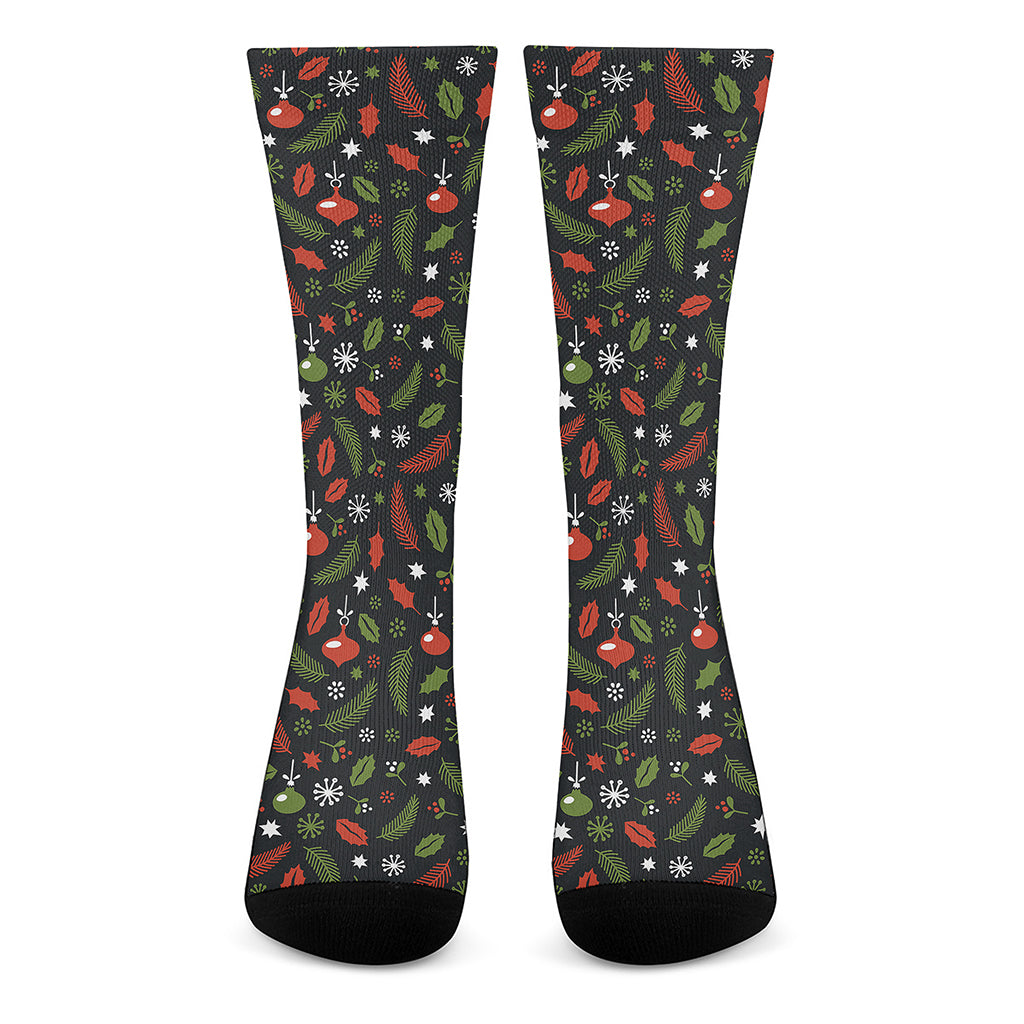 Christmas Decorations Pattern Print Crew Socks