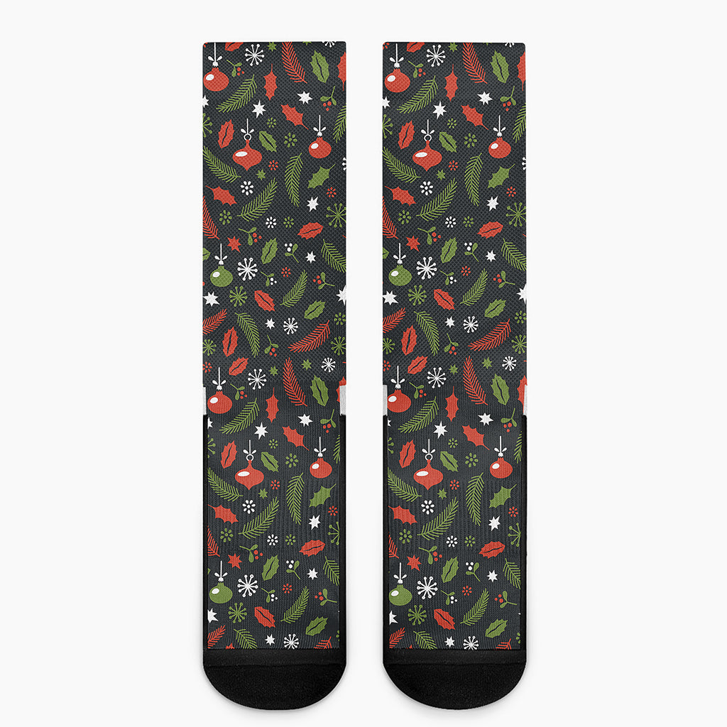 Christmas Decorations Pattern Print Crew Socks