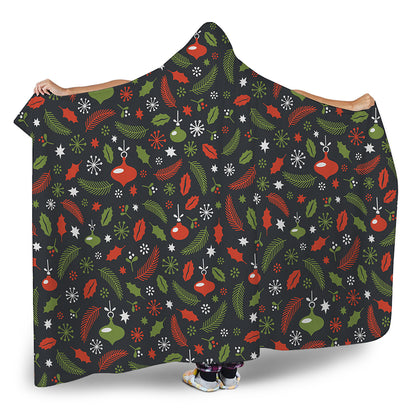 Christmas Decorations Pattern Print Hooded Blanket