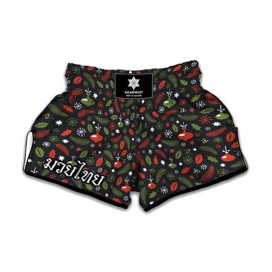 Christmas Decorations Pattern Print Muay Thai Boxing Shorts