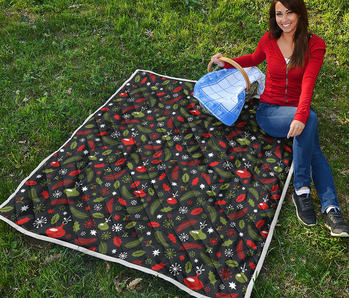 Christmas Decorations Pattern Print Quilt