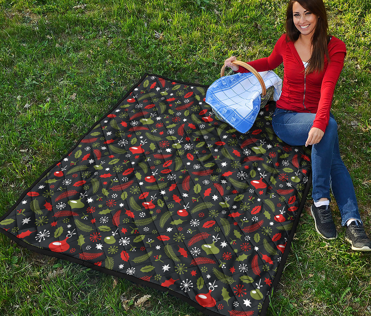 Christmas Decorations Pattern Print Quilt