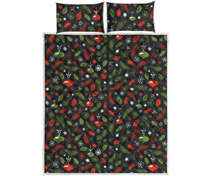 Christmas Decorations Pattern Print Quilt Bed Set