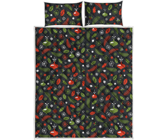 Christmas Decorations Pattern Print Quilt Bed Set