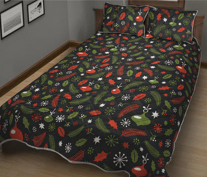 Christmas Decorations Pattern Print Quilt Bed Set