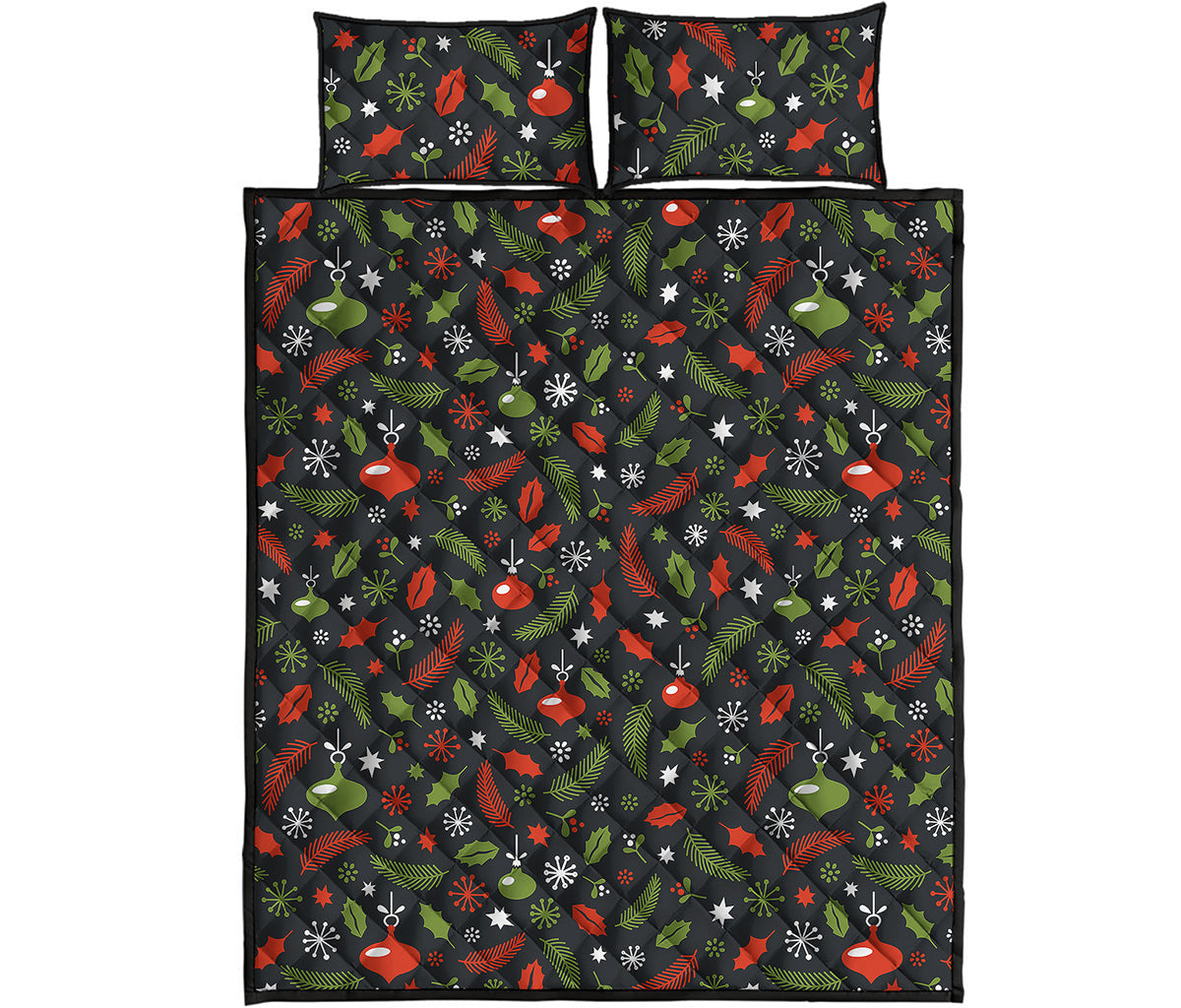 Christmas Decorations Pattern Print Quilt Bed Set