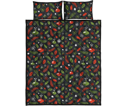 Christmas Decorations Pattern Print Quilt Bed Set