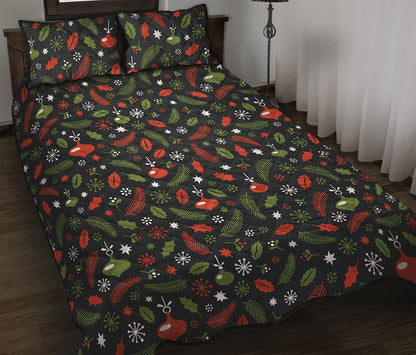 Christmas Decorations Pattern Print Quilt Bed Set