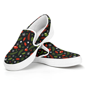 Christmas Decorations Pattern Print White Slip On Shoes