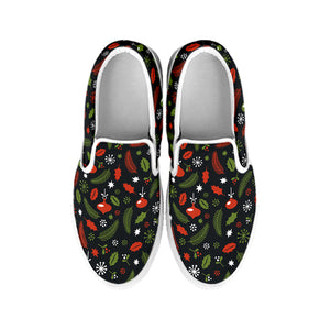 Christmas Decorations Pattern Print White Slip On Shoes