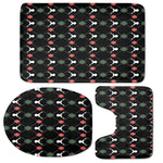 Christmas Deer Argyle Pattern Print 3 Piece Bath Mat Set
