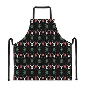 Christmas Deer Argyle Pattern Print Apron