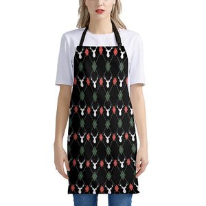 Christmas Deer Argyle Pattern Print Apron