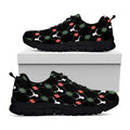 Christmas Deer Argyle Pattern Print Black Running Shoes