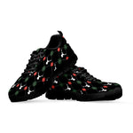 Christmas Deer Argyle Pattern Print Black Sneakers