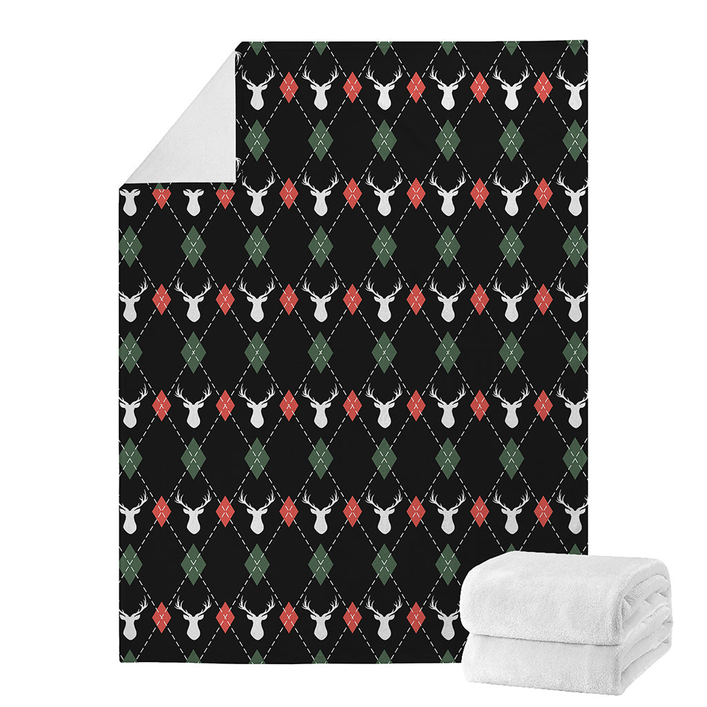 Christmas Deer Argyle Pattern Print Blanket