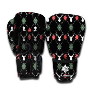 Christmas Deer Argyle Pattern Print Boxing Gloves