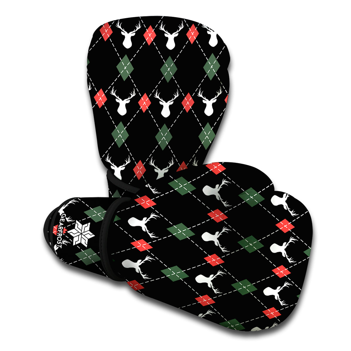 Christmas Deer Argyle Pattern Print Boxing Gloves