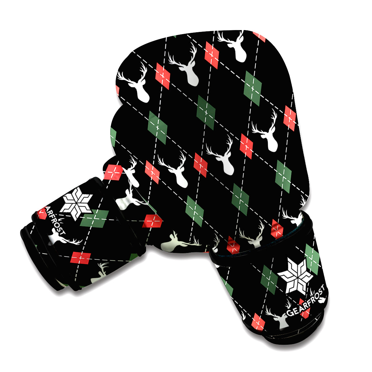 Christmas Deer Argyle Pattern Print Boxing Gloves