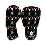 Christmas Deer Argyle Pattern Print Boxing Gloves