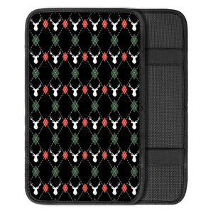 Christmas Deer Argyle Pattern Print Car Center Console Cover