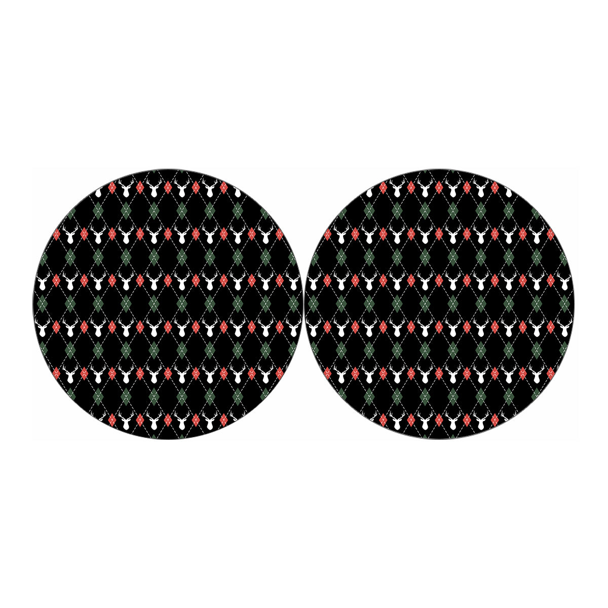 Christmas Deer Argyle Pattern Print Car Coasters