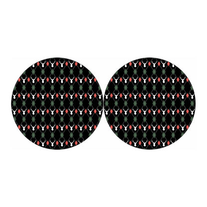 Christmas Deer Argyle Pattern Print Car Coasters