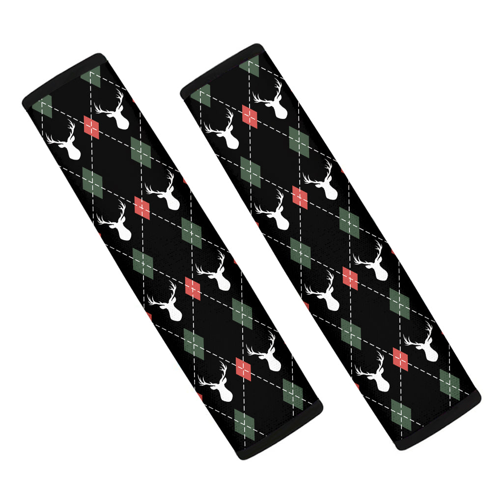 Christmas Deer Argyle Pattern Print Car Seat Belt Covers