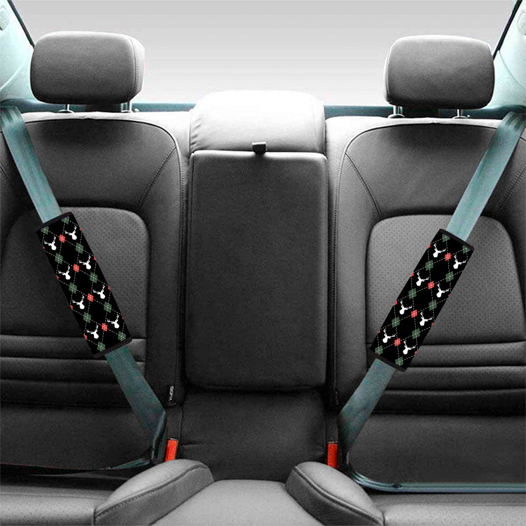 Christmas Deer Argyle Pattern Print Car Seat Belt Covers
