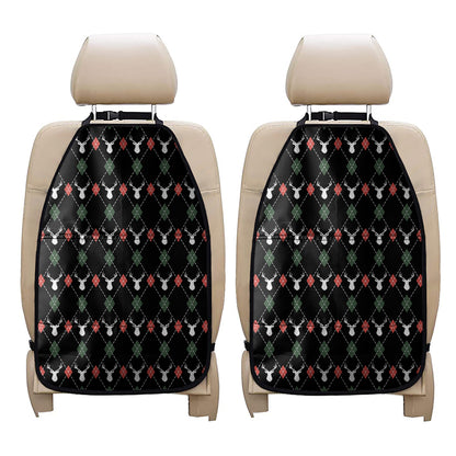 Christmas Deer Argyle Pattern Print Car Seat Organizers