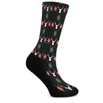 Christmas Deer Argyle Pattern Print Crew Socks