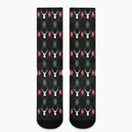 Christmas Deer Argyle Pattern Print Crew Socks