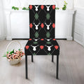 Christmas Deer Argyle Pattern Print Dining Chair Slipcover