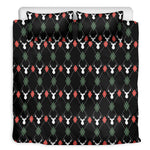 Christmas Deer Argyle Pattern Print Duvet Cover Bedding Set