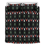 Christmas Deer Argyle Pattern Print Duvet Cover Bedding Set