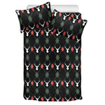 Christmas Deer Argyle Pattern Print Duvet Cover Bedding Set