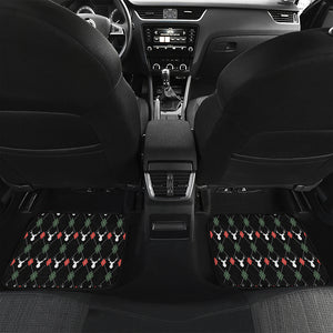 Christmas Deer Argyle Pattern Print Front and Back Car Floor Mats