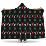 Christmas Deer Argyle Pattern Print Hooded Blanket