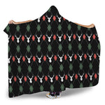 Christmas Deer Argyle Pattern Print Hooded Blanket