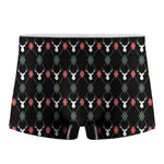 Christmas Deer Argyle Pattern Print Men's Boxer Briefs