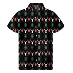 Christmas Deer Argyle Pattern Print Men's Short Sleeve Shirt