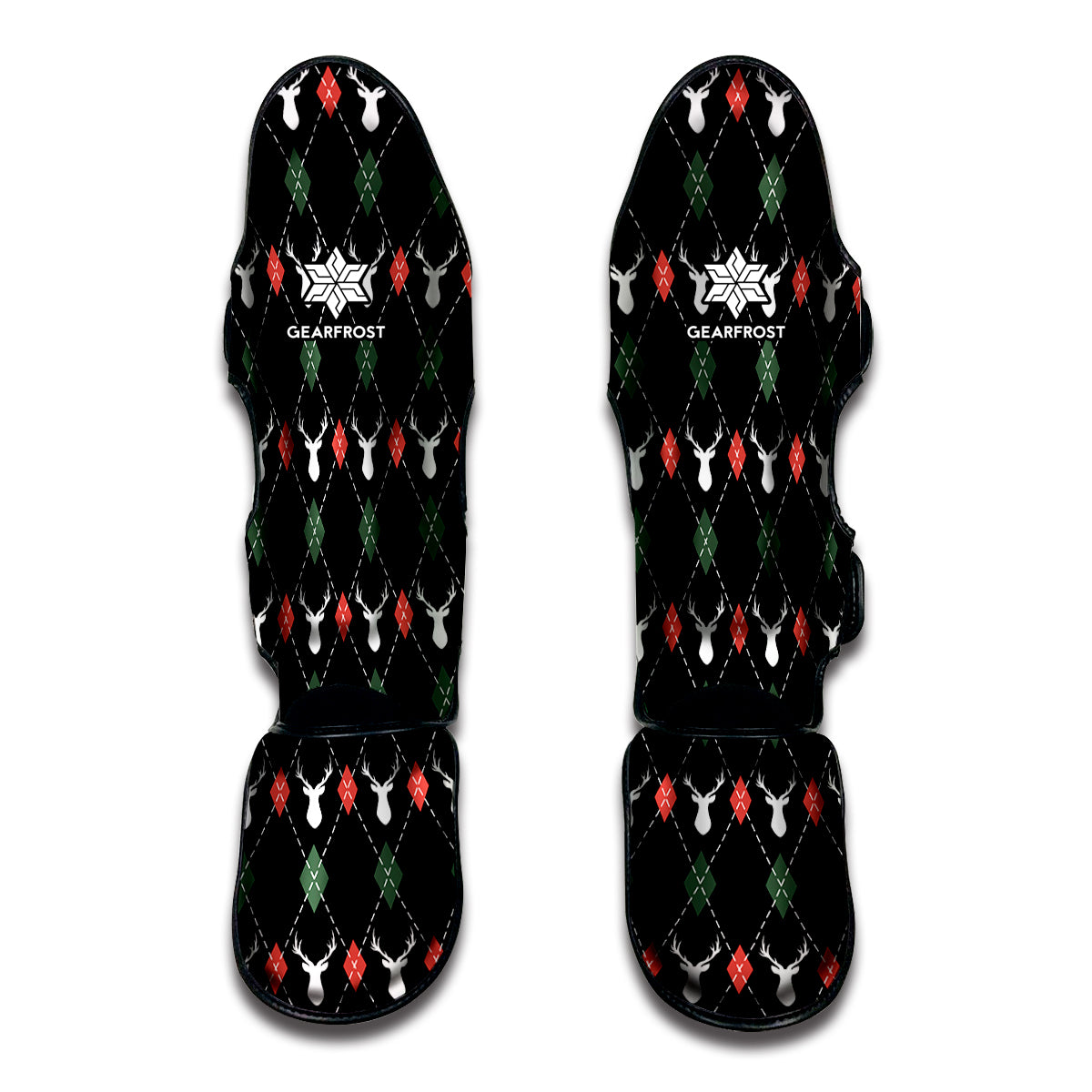 Christmas Deer Argyle Pattern Print Muay Thai Shin Guard