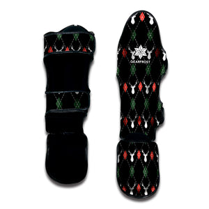 Christmas Deer Argyle Pattern Print Muay Thai Shin Guard